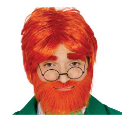 Pánská zrzavá paruka s vousy a obočím